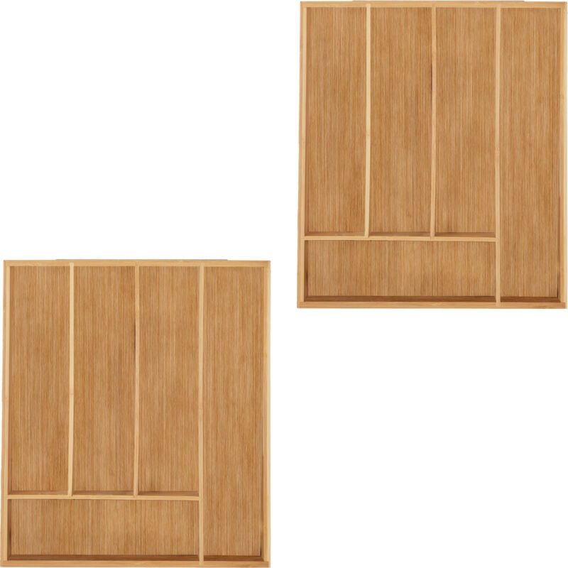foto del prodotto 2x portaposate da cassetto in bamb , 5 scomparti, divisore posate utensili da cucina, 5 x 30 x 34 cm, naturale