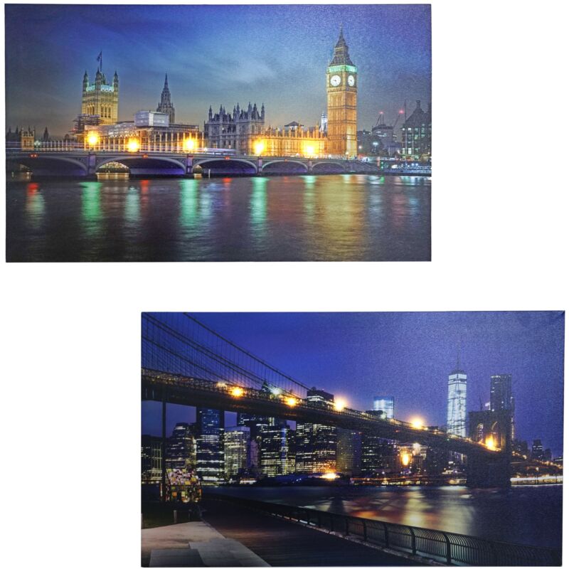 foto del prodotto 2x quadro led su tela luminoso da parete modello london bridges 40x60cm 040000451