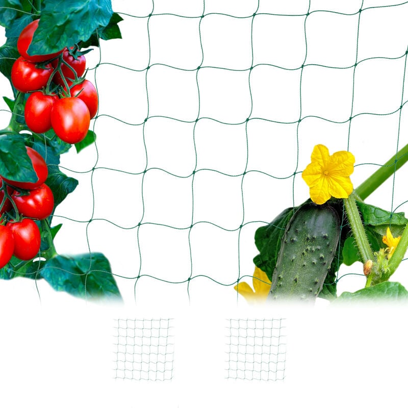 foto del prodotto 2x rete per piante rampicanti, 180x360 cm, sostegno per pomodori e fagioli, supporto ortaggi, maglia 10 cm, verde