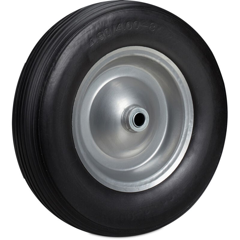foto del prodotto 2x ruota per carriola 4.80 4.00 8 in gomma piena cerchione di acciaio, antipanne, carico max 100 kg, nero grigio