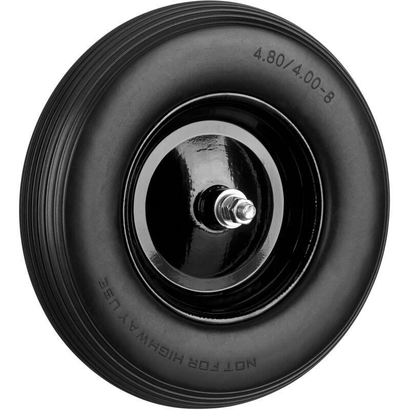 foto del prodotto 2x ruota per carriola gomma piena con asse 4.80 4.00 8 di ricambio, carico max 100 kg, antipanne, nero