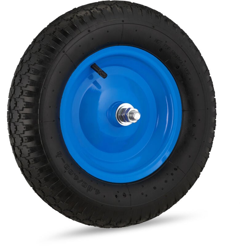 foto del prodotto 2x ruote per carriola 4.80 4.00 8, pneumatico di scorta ad aria, cerchione in acciaio, max. 120 kg, nero blu