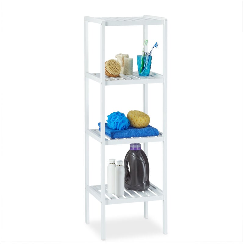 foto del prodotto 2x scaffale da bagno, bamb , ripiani portaoggetti, mobiletto salvaspazio, 110x34,5x33 cm, mobile cucina, bianco