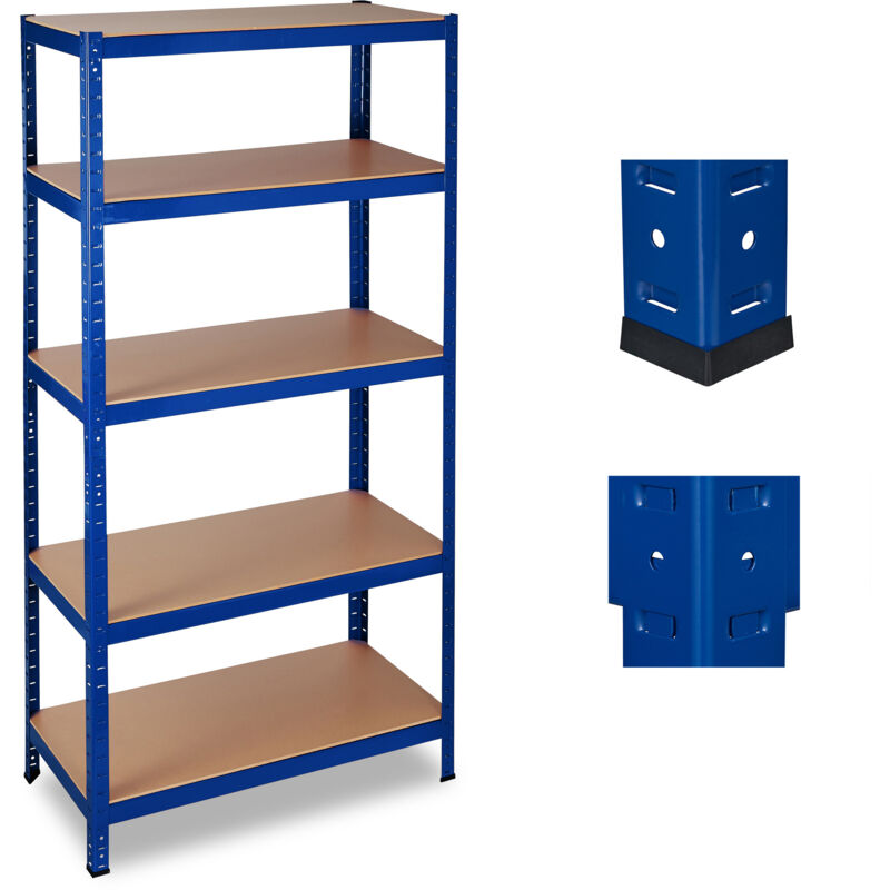 foto del prodotto 2x scaffale in metallo, capacit fino a 1325 kg, 5 ripiani ad incastro cantina acciaio, mdf, hlp 180x90x45cm, blu