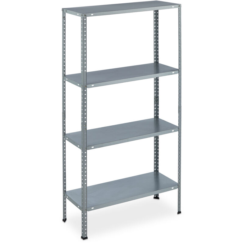 foto del prodotto 2x scaffale in metallo zincato, capacit di 160 kg, hlp 145x75,5x30 cm, 4 ripiani, acciaio, cantina, argento