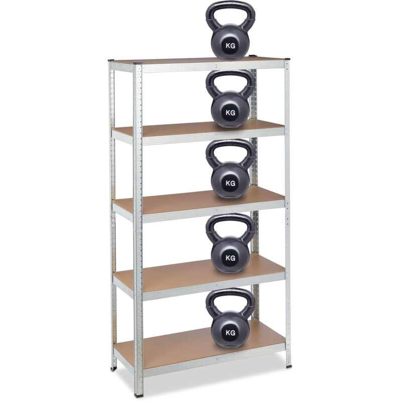 foto del prodotto 2x scaffali in metallo, 1325 kg capacit di carico, 180 x 90 x 45 cm scaffalatura ad alta portata con 5 ripiani, zincato