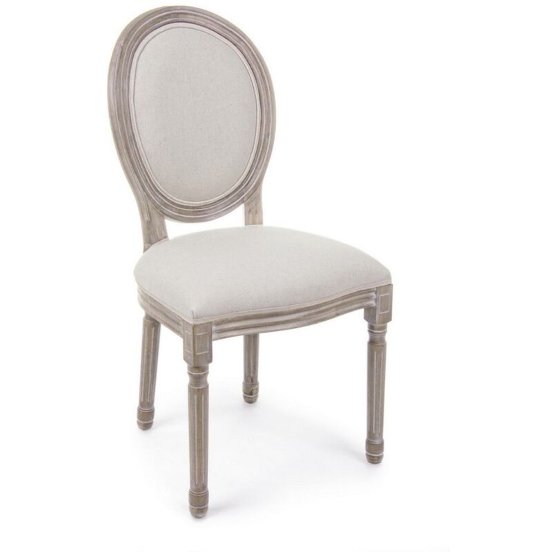 foto del prodotto 2x sedia bianco naturale in tessuto imbottito stile classico