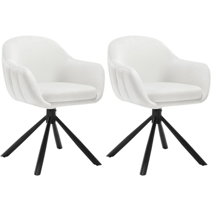 foto del prodotto 2x sedia cucina sala da pranzo design moderno ristorante girevole.gambe in metallo. seduta in velluto. crema woltu