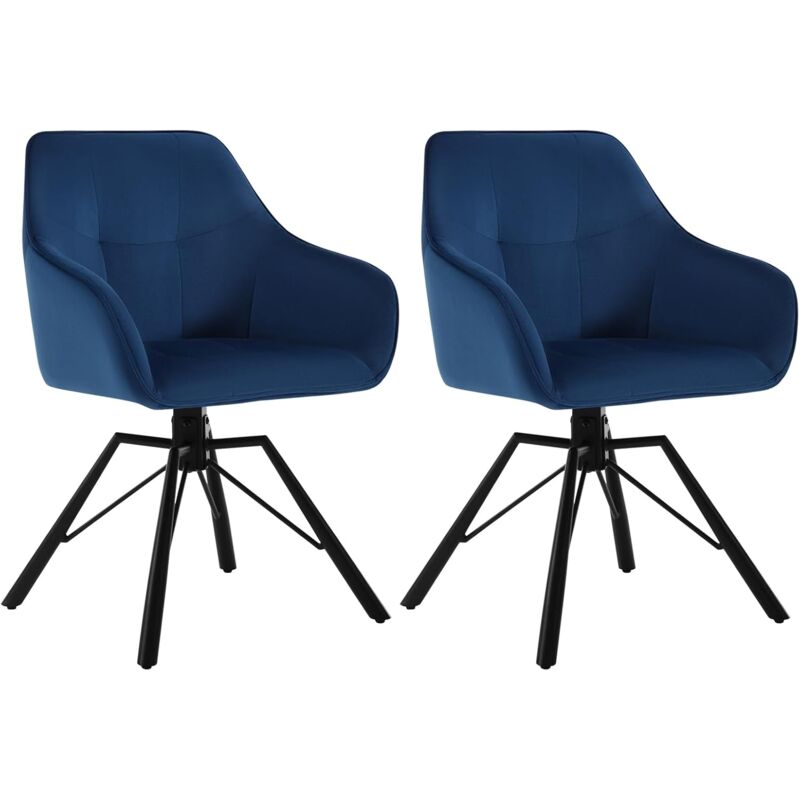 foto del prodotto 2x sedia per sala da pranzo girevole a 360 , poltroncina in velluto , blu woltu