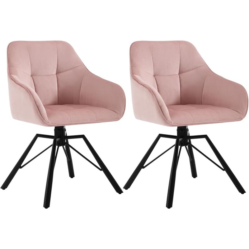 foto del prodotto 2x sedia per sala da pranzo girevole a 360 , poltroncina in velluto , rosa woltu