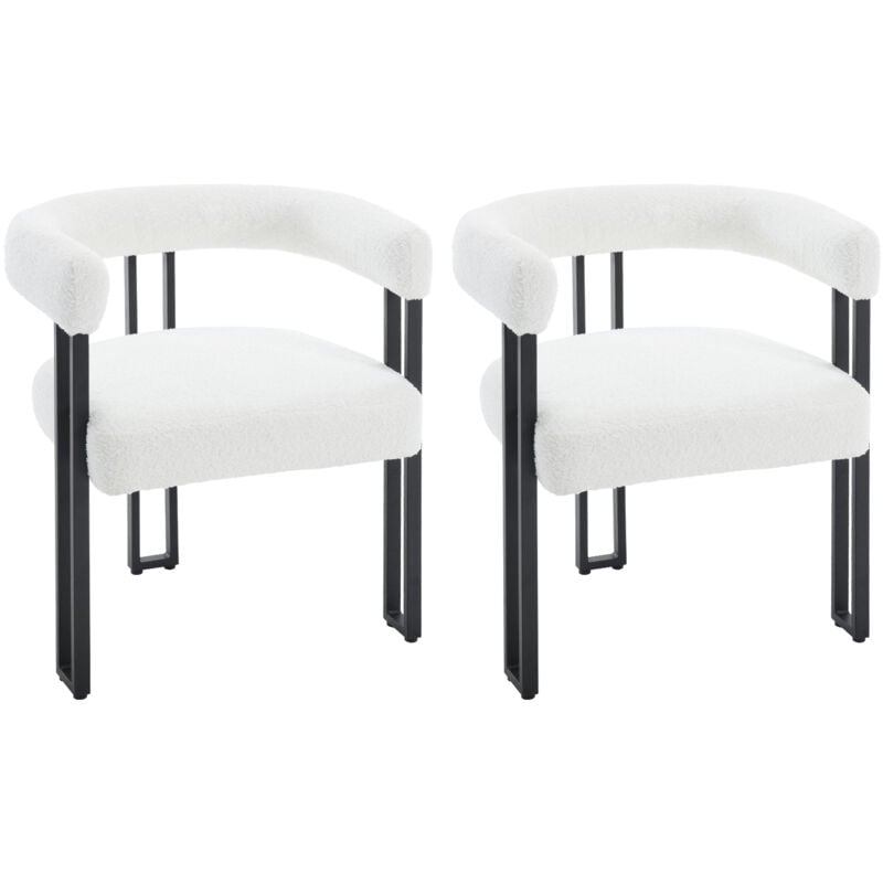 foto del prodotto 2x sedie da pranzo sedie da cucina con gambe in metallo per sala da pranzo, ciniglia, crema woltu