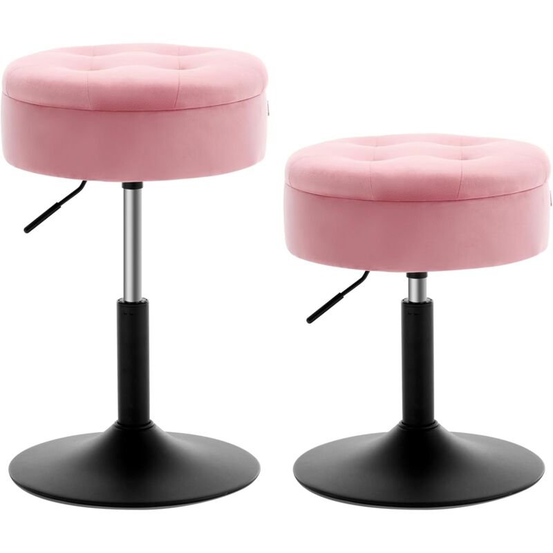 foto del prodotto 2x sgabelli da bar con altezza regolabile e contenitore, rosa woltu