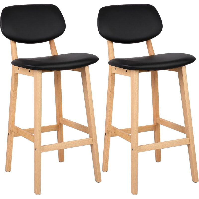 foto del prodotto 2x sgabelli da bar sgabelli cucina pu gambe di faggio sgabello da pranzo nero woltu