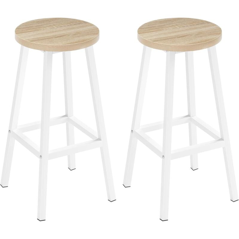 foto del prodotto 2x sgabelli da bar, sgabello da bar con gambe poggiapiedi, sgabello senza schienale per cucina, sala da pranzo e bar, legno chiaro klihome