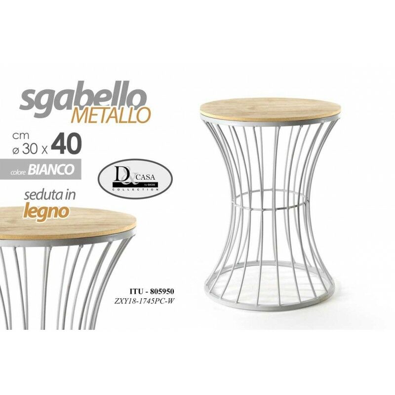 foto del prodotto 2x sgabello bianco stile urban in metallo seduta legno