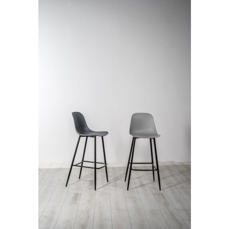 foto del prodotto 2x sgabello in polipropilene grigio scuro metallo 47 cm x 37 cm h. 103 cm