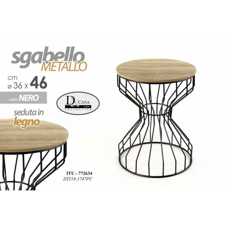 foto del prodotto 2x sgabello nero stile urban industrial cm 36 x 46 h