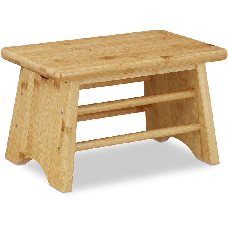 foto del prodotto 2x sgabello poggiapiedi in bamb , fino a 100 kg, appoggia piedi resistente sgabellino 20 x 33 x 21,5 cm, naturale