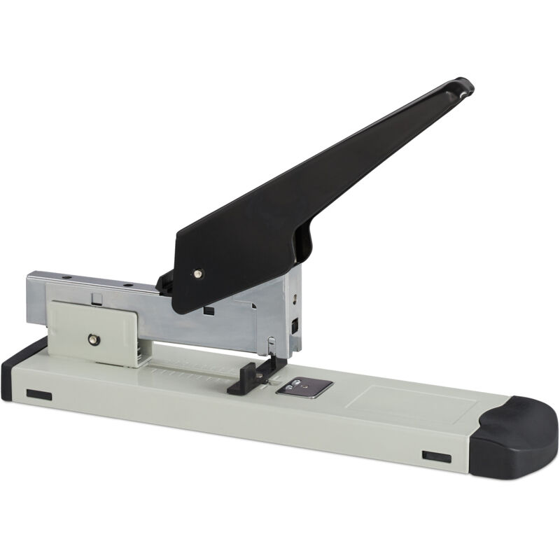 foto del prodotto 2x spillatrici professionale, per 100 fogli, con 24 6 graffette, cucitrice per un max. di 70 mm, ufficio, grigio