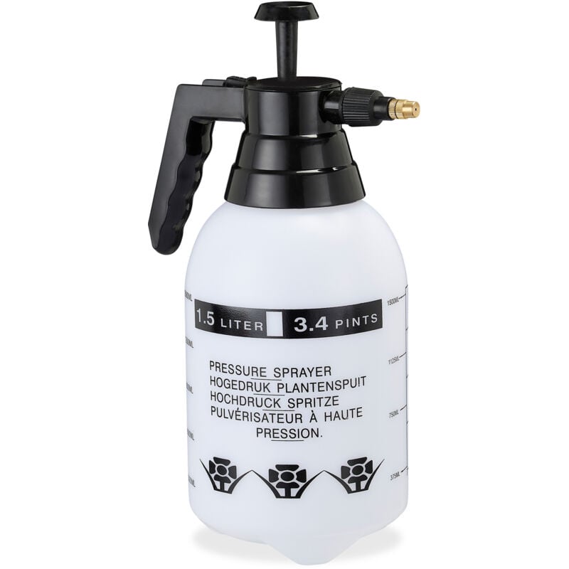 foto del prodotto 2x spruzzatore a pressione, nebulizzatore, valvola regolabile in ottone, manometro bottiglia pesticidi 1,5l, nero