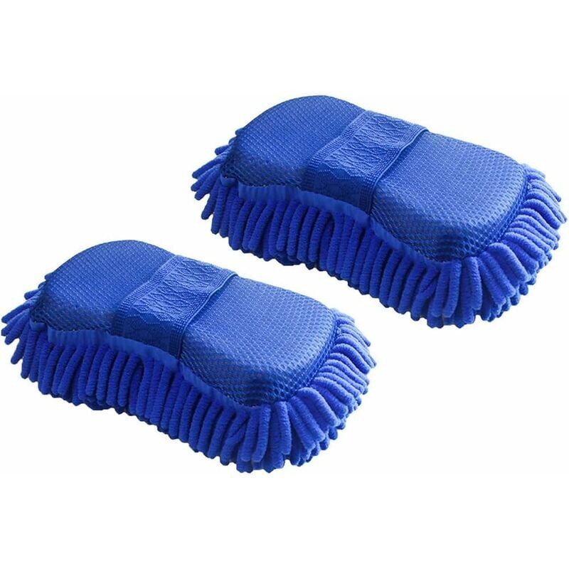 foto del prodotto 2x spugna per la pulizia dell auto in microfibra di ciniglia guanto per il lavaggio in microfibra di ciniglia per la cura del veicolo dell auto