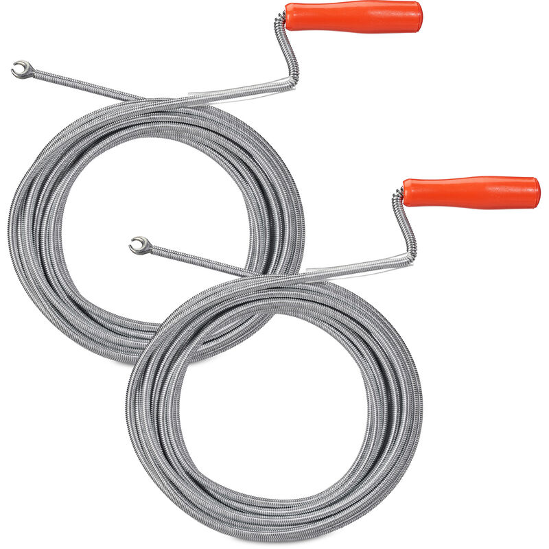 foto del prodotto 2x sturatubi con gancio, sonda pulizia tubi di scarico manuale, wc, doccia, lavandini, lavabo, 9 mm x 10 m, argento