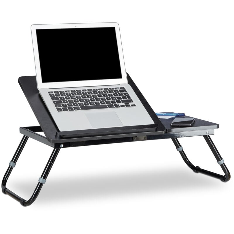 foto del prodotto 2x tavolino da letto porta pc, hxlxp 41x75x35 cm, altezza regolabile, pieghevole, con leggio, supporto, nero