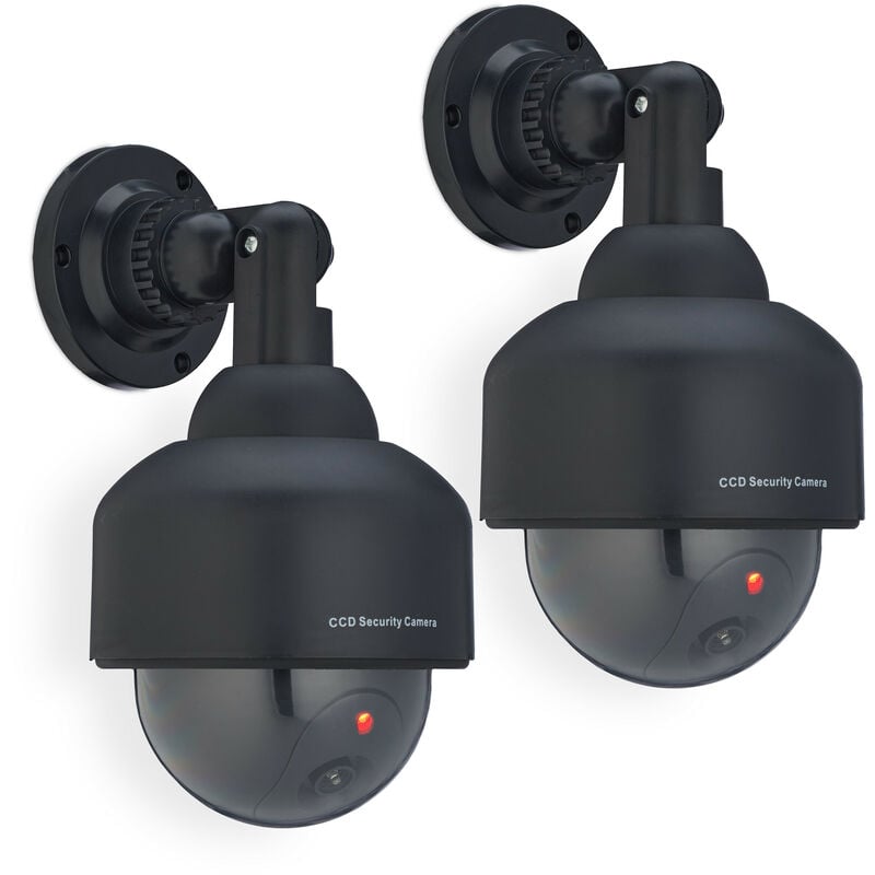 foto del prodotto 2x telecamera finta di sorveglianza, dummy camera, con led lampeggiante, hxlxp 23,5x12,5x14 cm, deterrente, nero