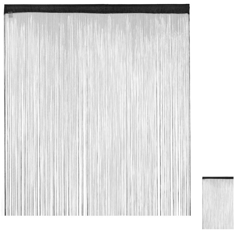 foto del prodotto 2x tenda a fili, accorciabile, con passante, per porte e finestre, tenda a frange, 145x245, nera