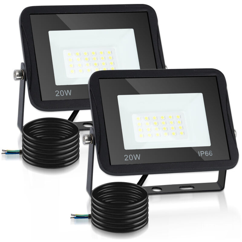 foto del prodotto 2xproiettore a led da 20w illuminazione esterna a led ip66 proiettore a led luce calda per garage. giardino. terrazza swanew