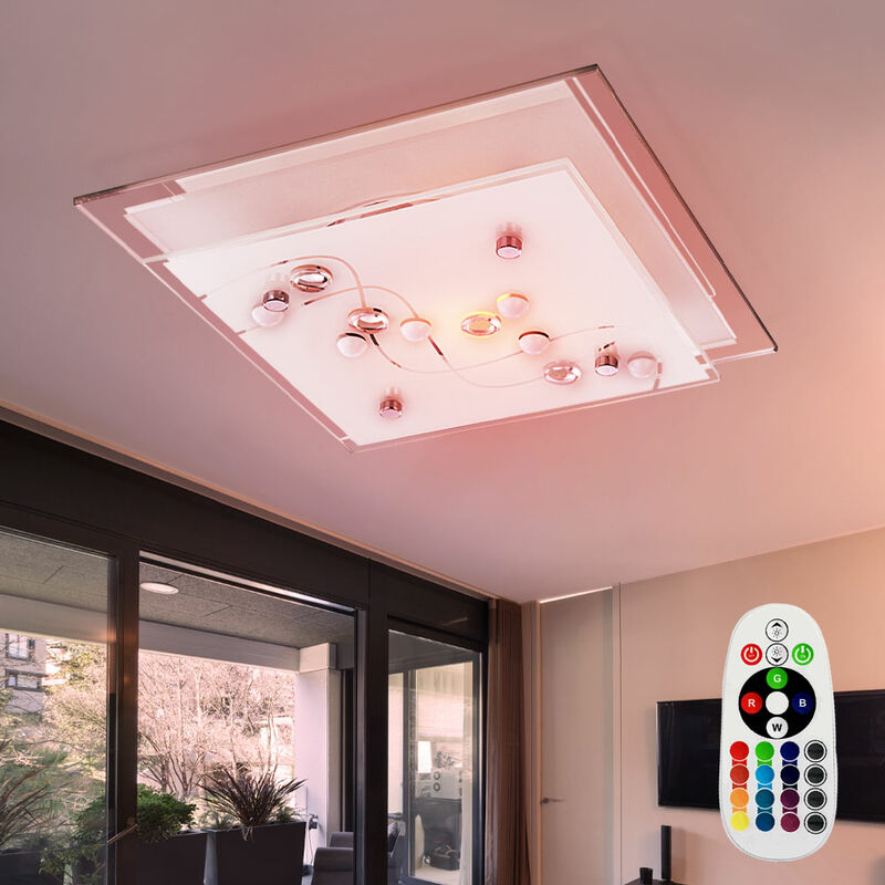 foto del prodotto 3,5 watt led rgb plafoniera da parete cambia colori telecomando dimmer vetro cromato
