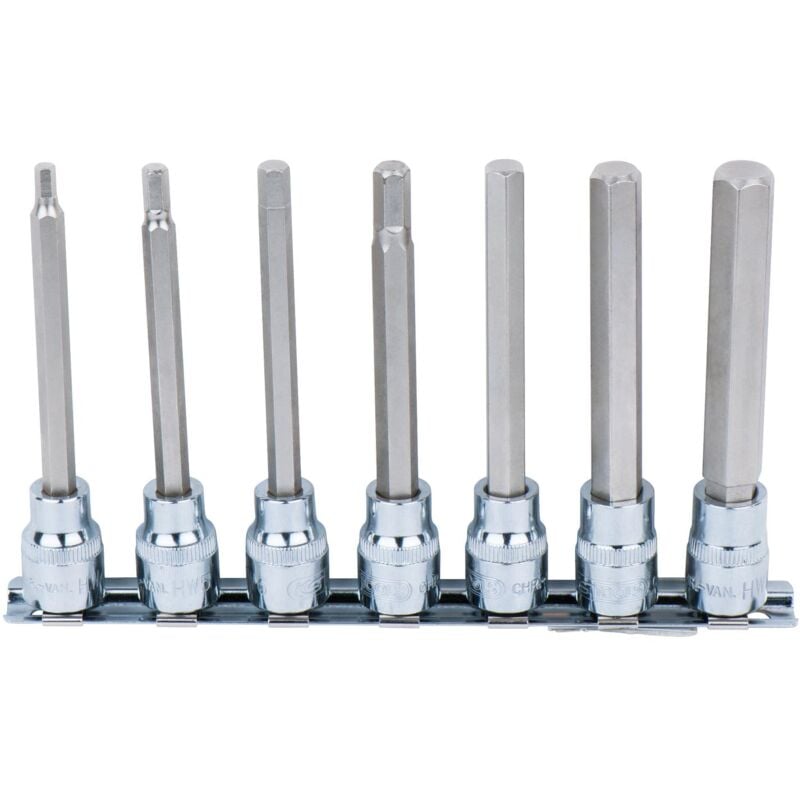 foto del prodotto 3 8 serie di bussole p.viti a esagono incassato chrome lunghe,7pz.4 12mm