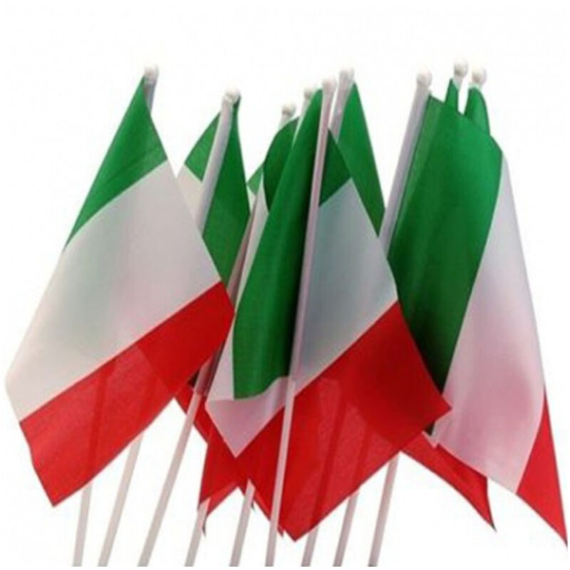 foto del prodotto 3 bandiere con asta 45x30 italia italiana tricolore nazionale mondiali europei trade shop traesio