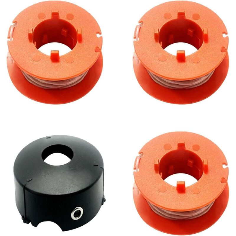 foto del prodotto 3 bobine di filo di ricambio per decespugliatore bosch art 23 26 30 combitrim 23 26 easytrim, per bobina a filo singolo bosch f016800175, con 1 copri