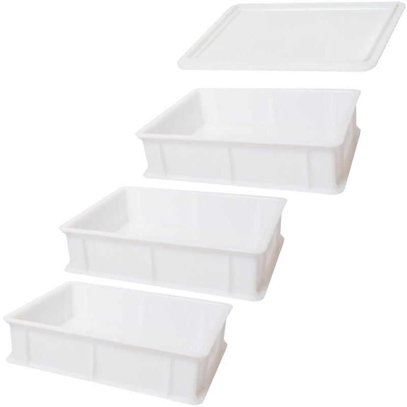 foto del prodotto 3 cassette per lievitazione pizza e pane con coperchio portaimpasto 30x40x10