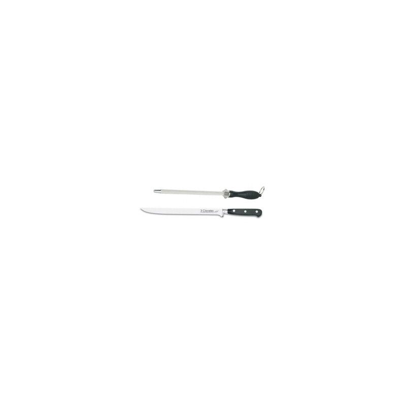 foto del prodotto 3 claveles set di coltelli da prosciutto e acciaino professionale 01700
