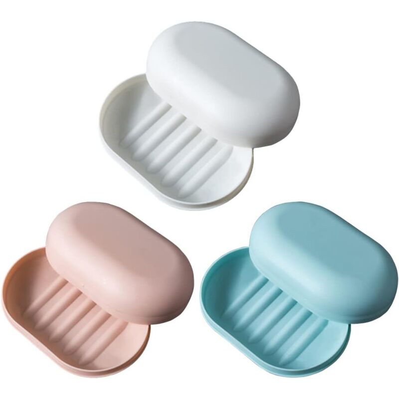 foto del prodotto 3 colori confezione da 3 portasapone da viaggio con coperchio, portasapone portatili e impermeabili per doccia, viaggi, bagno e attivit all aperto.