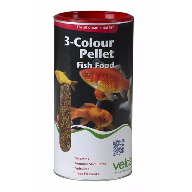 foto del prodotto 3 colour pellet fish food mangime per stimolare la colorazione in tutte le specie di pesci rossi formato 2,5 l velda