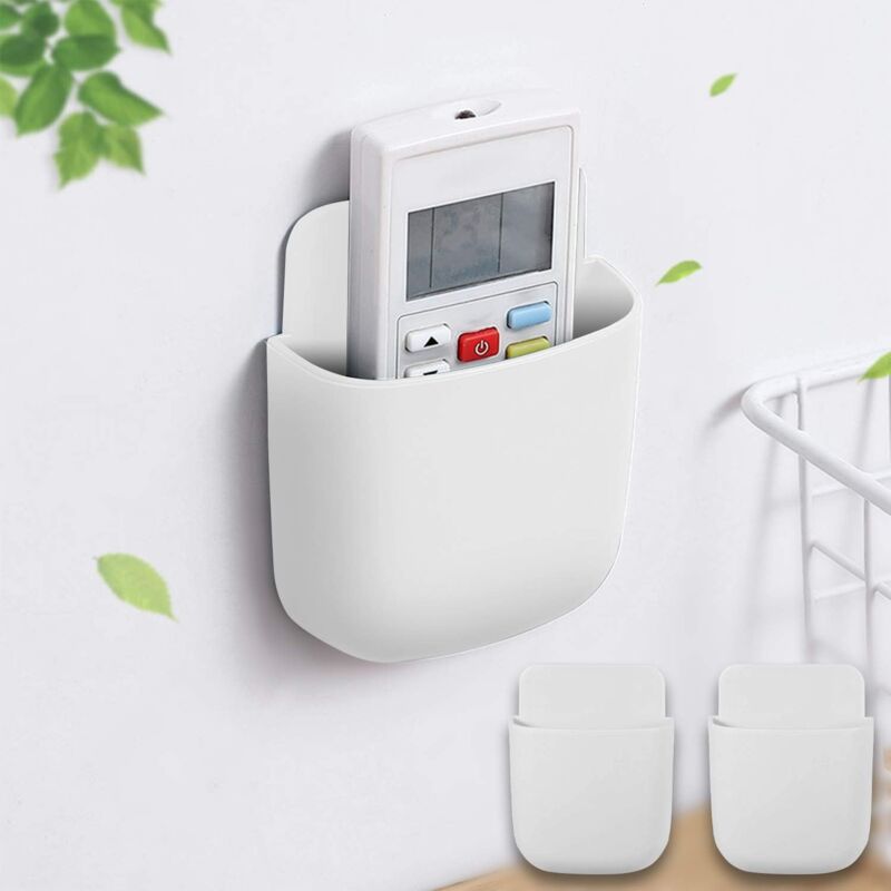 foto del prodotto 3 confezioni di contenitori per telecomandi montati a parete, organizer per disordine, dock di ricarica per telefono, contenitore portaoggetti sospeso