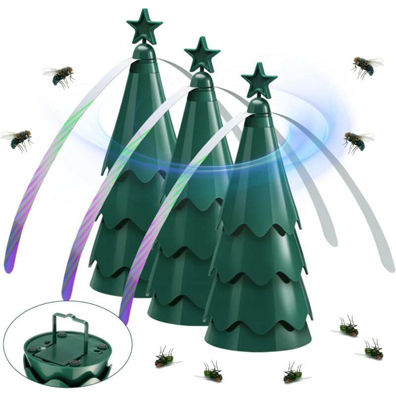 foto del prodotto 3 confezioni di ventilatori anti mosche per tavoli, ventilatore anti mosche con pale olografiche per tenere lontane le mosche, repellente per insetti