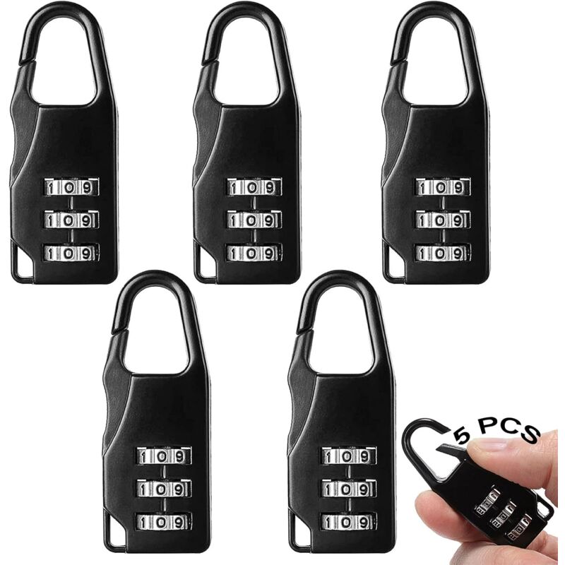 foto del prodotto 3 digit combination padlock 5 piece resettable combination padlock black