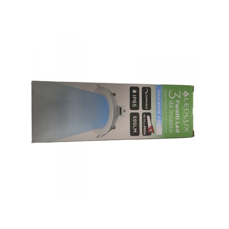 foto del prodotto 3 faretti led da incasso dimmerabile 5w 220v rotondo bianco 6500k d87mm h36mm foro 70mm ip65