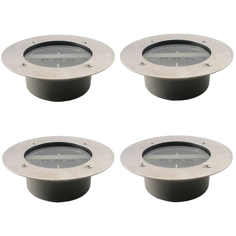 foto del prodotto 3 faretti solari a led ip65 impermeabili per giardino e prato, bianco freddo, confezione da 4