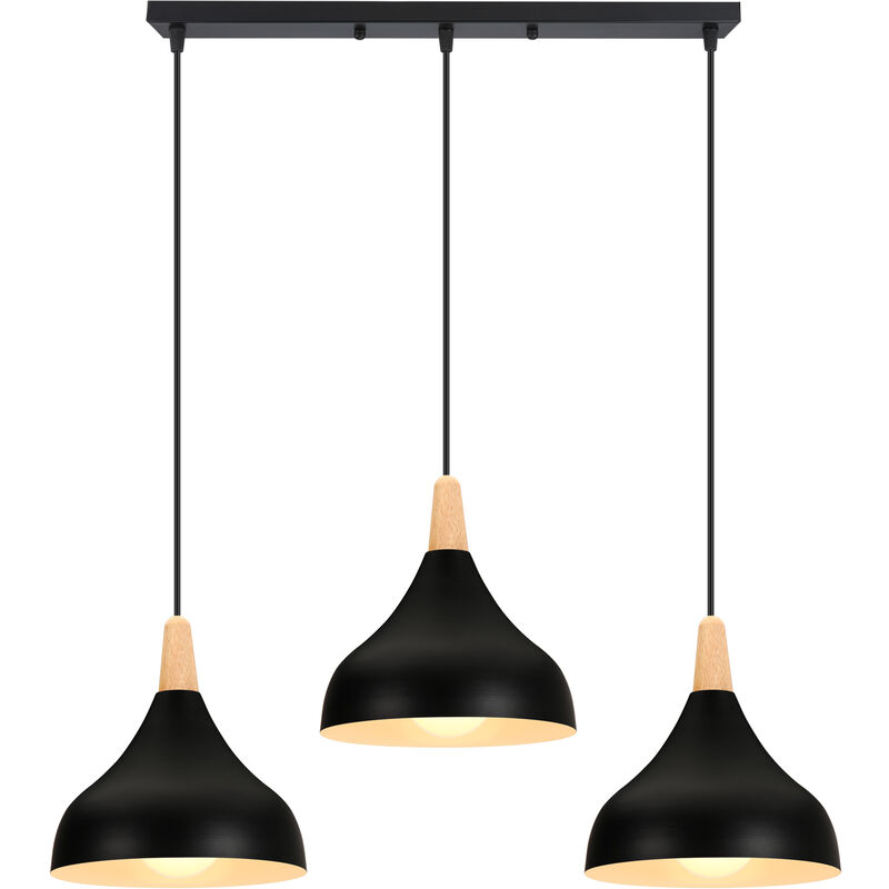 foto del prodotto 3 luci lampada a sospensione retr da interno lampadario da soffitto forma di goccia nero