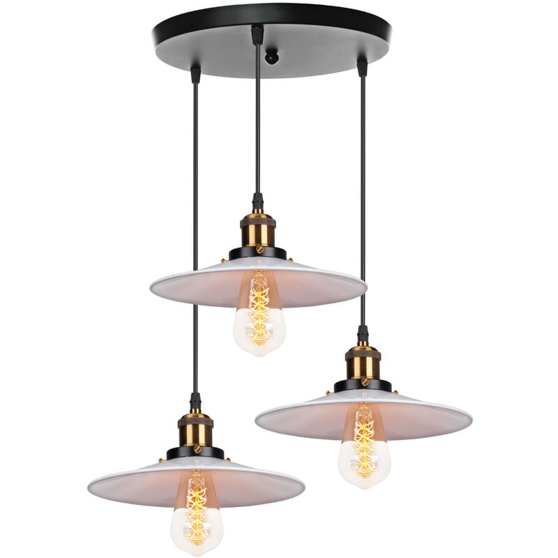 foto del prodotto 3 luci lampada a sospensione vintage lampadario a sospensione metallo luce pendente regolabile per sala da pranzo soggiorno cucina ristorante nero