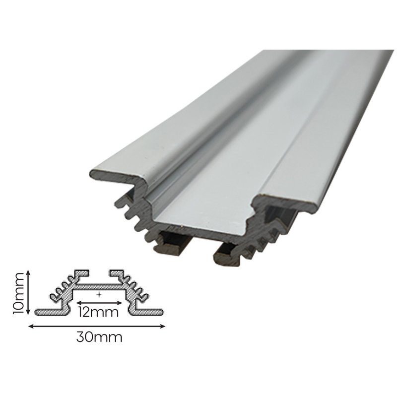 foto del prodotto 3 metri profilo barra alluminio corner da incasso con molla colore bianco 30x10mm interno 12mm