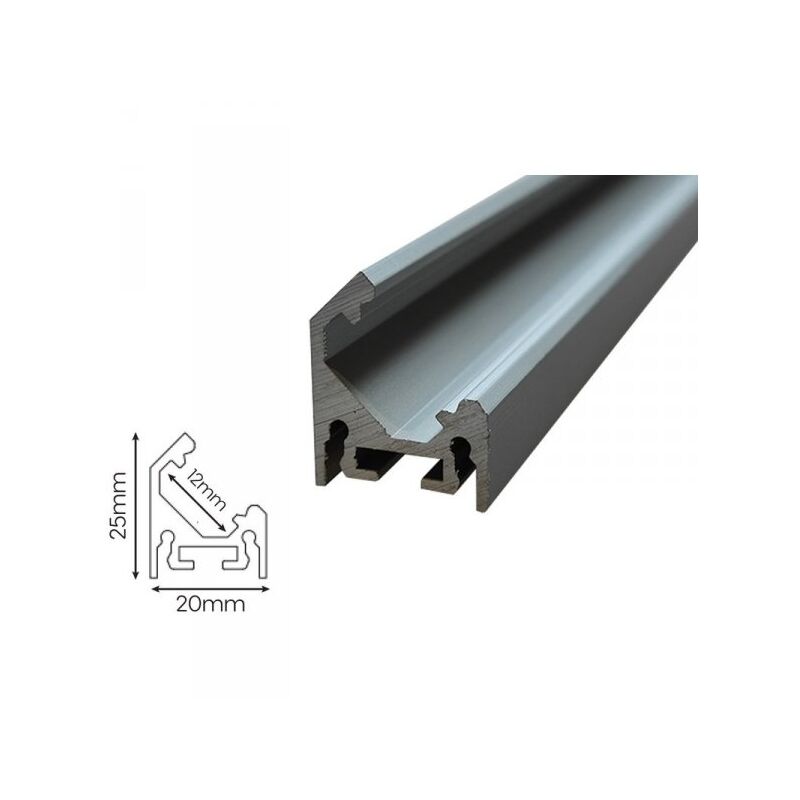 foto del prodotto 3 metri profilo barra alluminio da parete illuminazione angolare 20x25mm interno 12mm