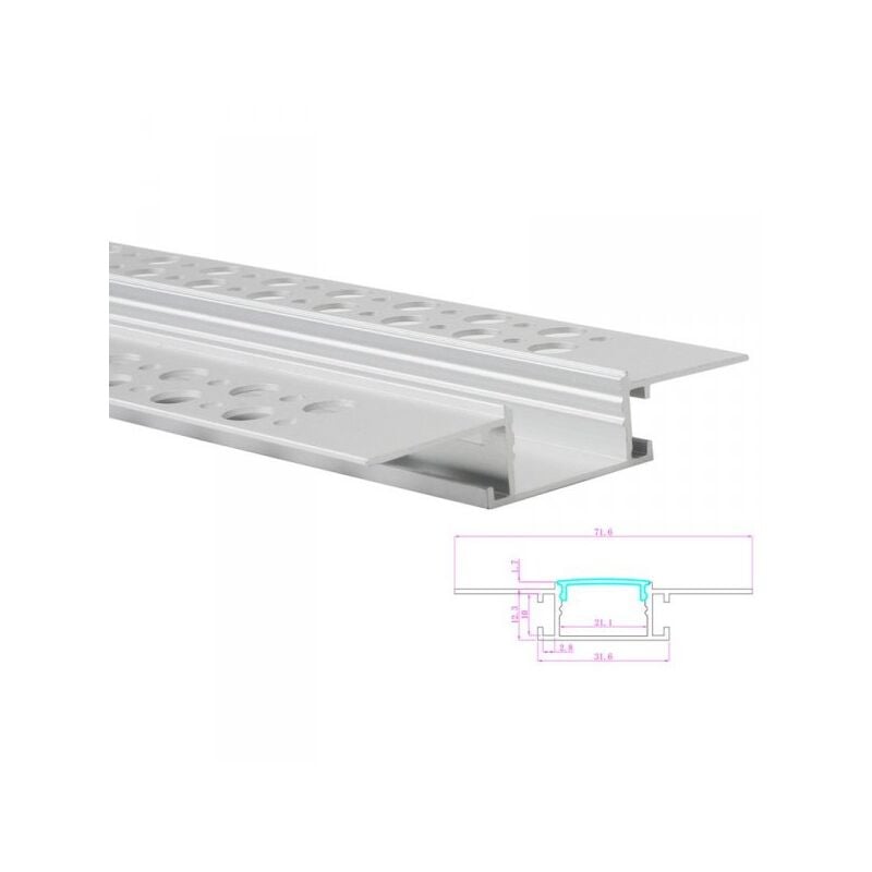 foto del prodotto 3 metri profilo canalina barra alluminio larga incasso muro alette scomparsa per bobina led fino 20mm