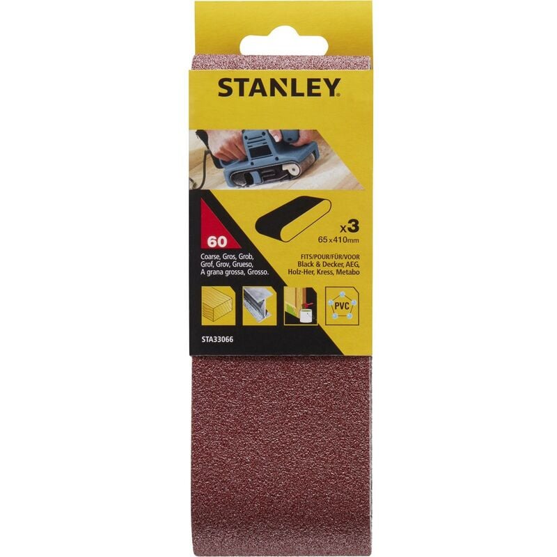foto del prodotto 3 nastri abrasivi grana 60 65x410mm stanley