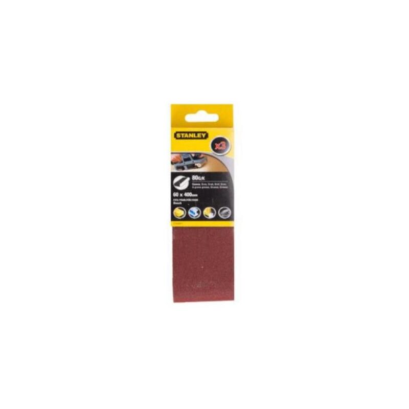 foto del prodotto 3 nastri abrasivi grana 80 60x400mm stanley